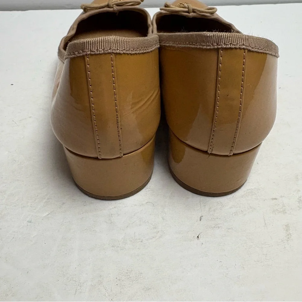 Tory Burch Chelsea Block Heel Tan Nude Women's Shoes Patent Leather size 9